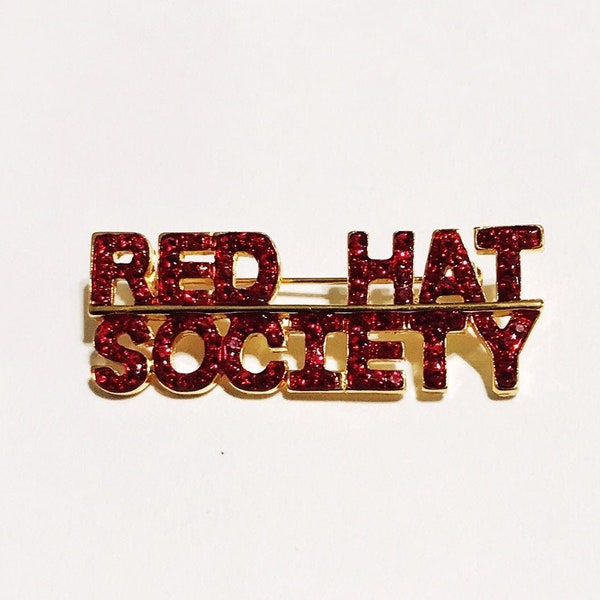 Red Hat Pin  Brooch Red Hatters Pin Genuine Austrian Crystal Lauren Spencer Red Rhinestone Brooch