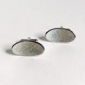 Vintage Sterling Silver Forstner Signed Oval Textured Cufflinks Wedding Cuff Links 1970s Men Accessories