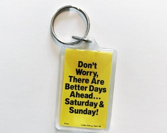 Funny Key Holders Charms 1980/'s 80s Vintage 1987 Button-Up Troy Keychains Humorous Slogan Don/'t Touch Me