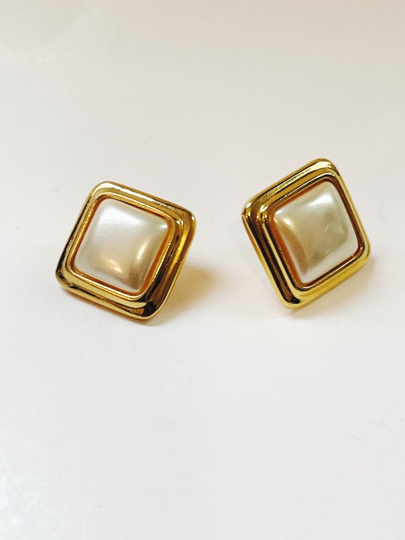 Vintage Liz Claiborne Earrings Square Gold Tone F… - image 10