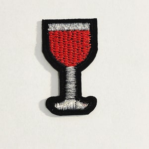 Red Wine Parch Wine Glass Patch, Patches, Applique, Iron On Patch, Sew On Patch