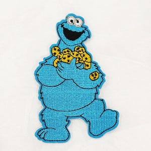 Cookie Monster Patch Cookie Monster Embroidered Patches Sew-on Iron-On Sesame Character DIY Applique Novelty