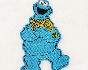 Parche bordado del Monstruo Comegalletas: aplique termoadhesivo con el personaje de Sésamo (11,4 x 7,6 cm)