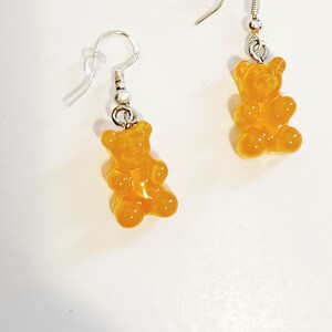 Gummy Bear Earrings Candy Earrings Orange Gummy Bear Retro Novelty Dangle Earrings Food Dessert Jewelry Pierced Kitsch Jewelry Kawaii