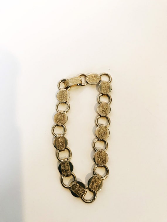 Vintage Sara Cov Bracelet with Engrave Flower Des… - image 8