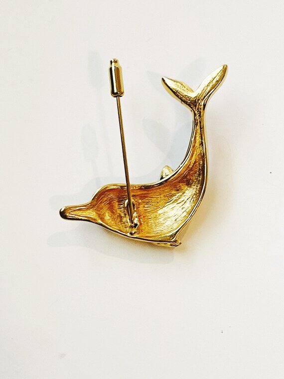 Kenneth Jay Lane Vintage Dolphin Pin: Black Ename… - image 10