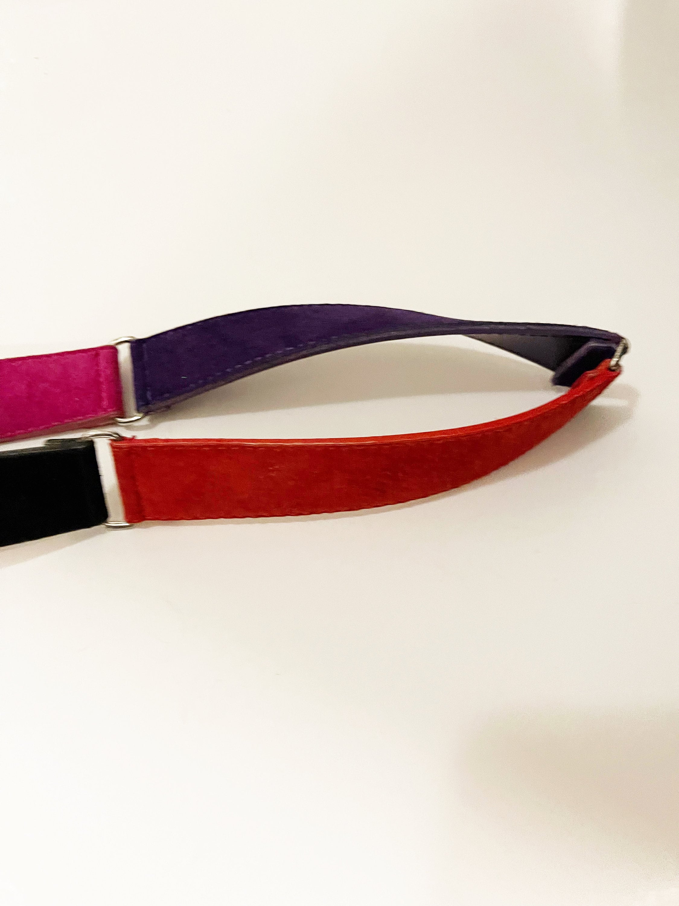 Vintage Color Block Leather Belt: 1990s Funky Retro Style  display picture 3
