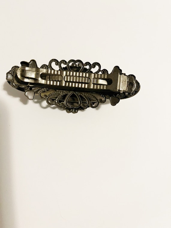 Vintage 1990s Hair Clip Barrette Ornate Metal Hai… - image 2