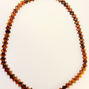 Vintage Tortoise Plastic Necklace Lucite Brown Marble Colored Diamond Cut Shaped Jewelry Geometric Design Amber Brown Long Boho Necklace image 4