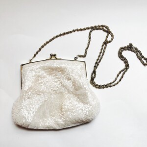 VINTAGE WALBORG SILVER BEAD EMBROIDERED EVENING PURSE WITH TWISTED S –  Vintage Clothing & Fashions