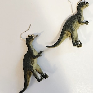 Dinosaur Earrings Retro Dinosaur Earrings Dino Toy Earrings With Silver plated Fish Hooks Pierced Ears Retro Novelty Earrings Jurassic Park