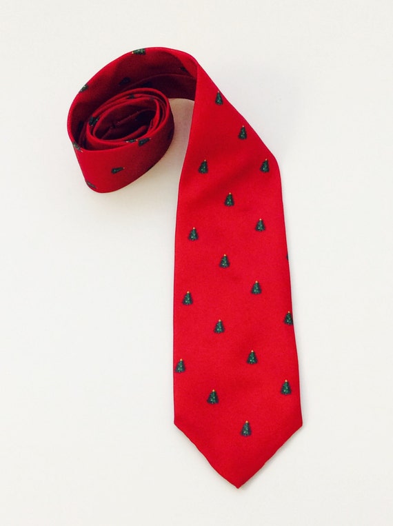 Vintage Ugly Christmas Tree Necktie Red Men's Hol… - image 4