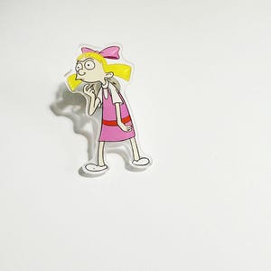 Helga Pataki Pin Hey Arnold Nickelodeon Cartoon Plastic Lapel Pin 90s Nostalgia Collectible Small Jacket Pin Hat Pin Purse Pin Backpack Pin