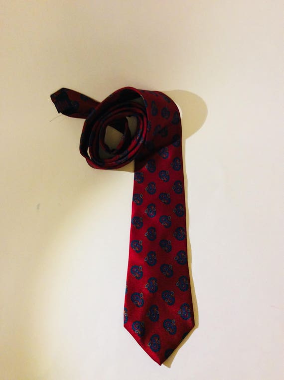 Vintage Donatello Milano Red Burgundy Blue Paisle… - image 9