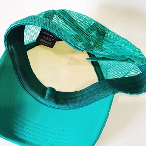 Vintage Eddie Bauer Trucker Hat Sea USA Mesh Hipster Hat Teal Green and White Snap back One Size Snapback image 7