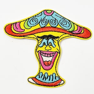 Toppa con personaggio di fungo psichedelico e psichedelico, da stirare, da applicare come distintivo, da giacca, da festa, da clown.