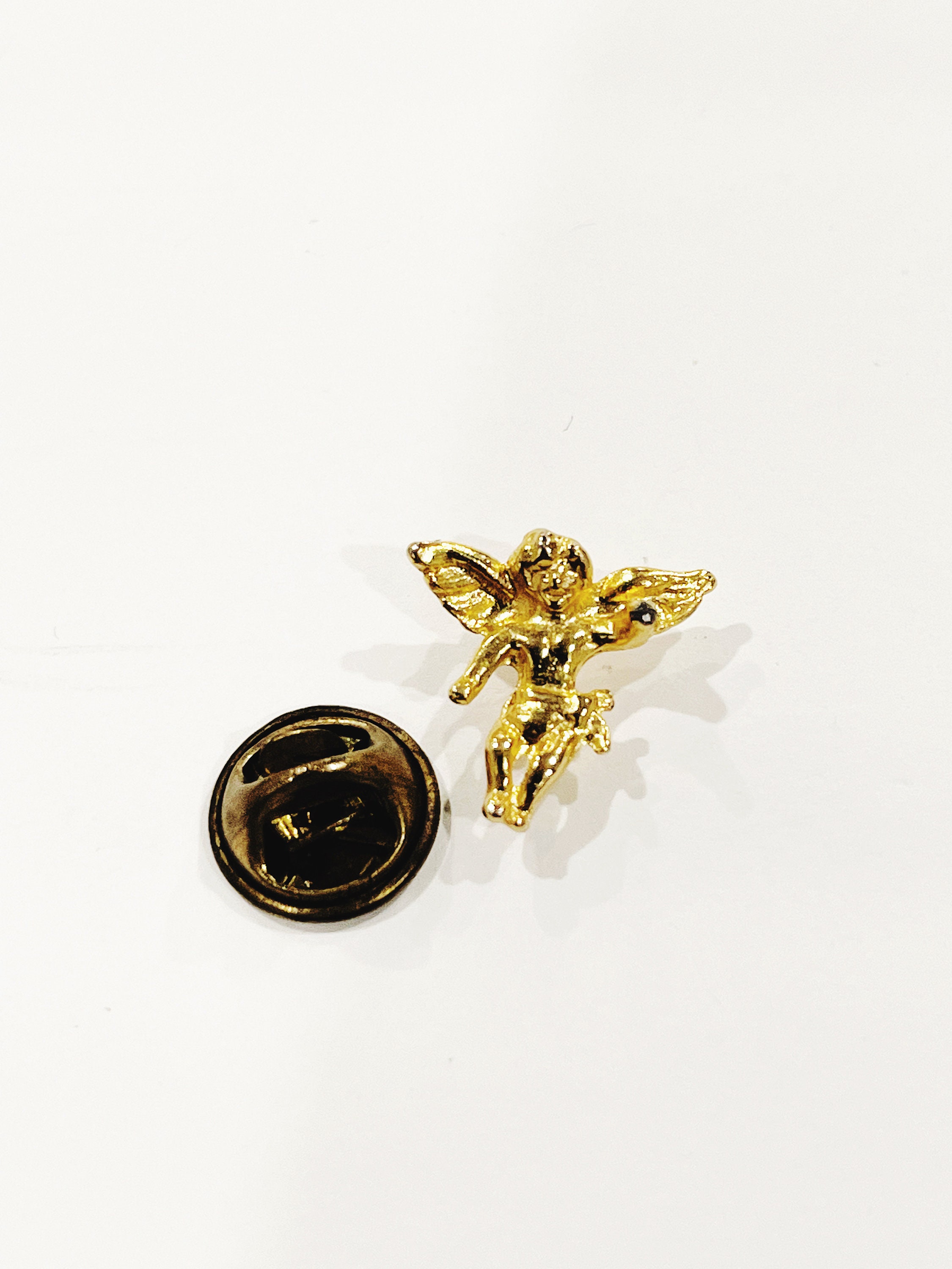 Gold Tone Angel Pin Vintage Angel Pin Guardian Angel Lapel Pin