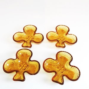 Card Suit Dishes Vintage Indiana Tiara Amber Glass Club Suit Candy Nut Trinket Dish Ashtray Sandwich Glass Serving Dishes