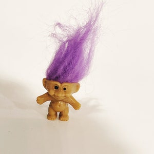 Vintage Mini 1&quot; Purple Hair Troll Naked Tiny Troll Doll Collectible Toys Russ Berrie Tiny Trolls Retro 1990&#39;s Toys