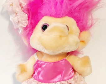 Vintage Trolio Ballerina Troll Doll: 1992 Pink Hair Plushie