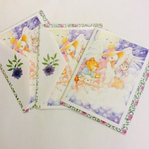 Vintage illustratifs nouveau bébé cartes vierges Félicitations papeterie Donna course Illustration Mother Goose Nursery Rhyme contes de fées