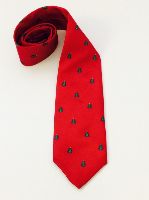 Vintage Ugly Christmas Tree Necktie Red Men's Hol… - image 5