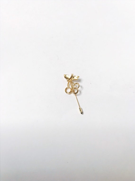 Vintage Cherry Stick Pin Lapel Hat Pins Gold-tone… - image 2