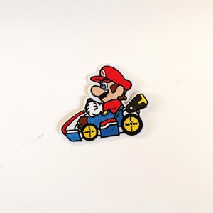 Mario Patch Mario Race Car Iron On Patch Video Game Super Mario Inspired Patch Novelty Patches Sew On Patch Applique Badge