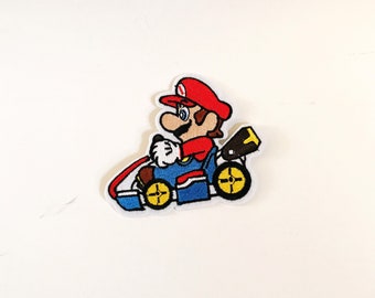 Mario Race Car-patch: Super Mario opstrijkappliqué (3,5 x 3 inch)