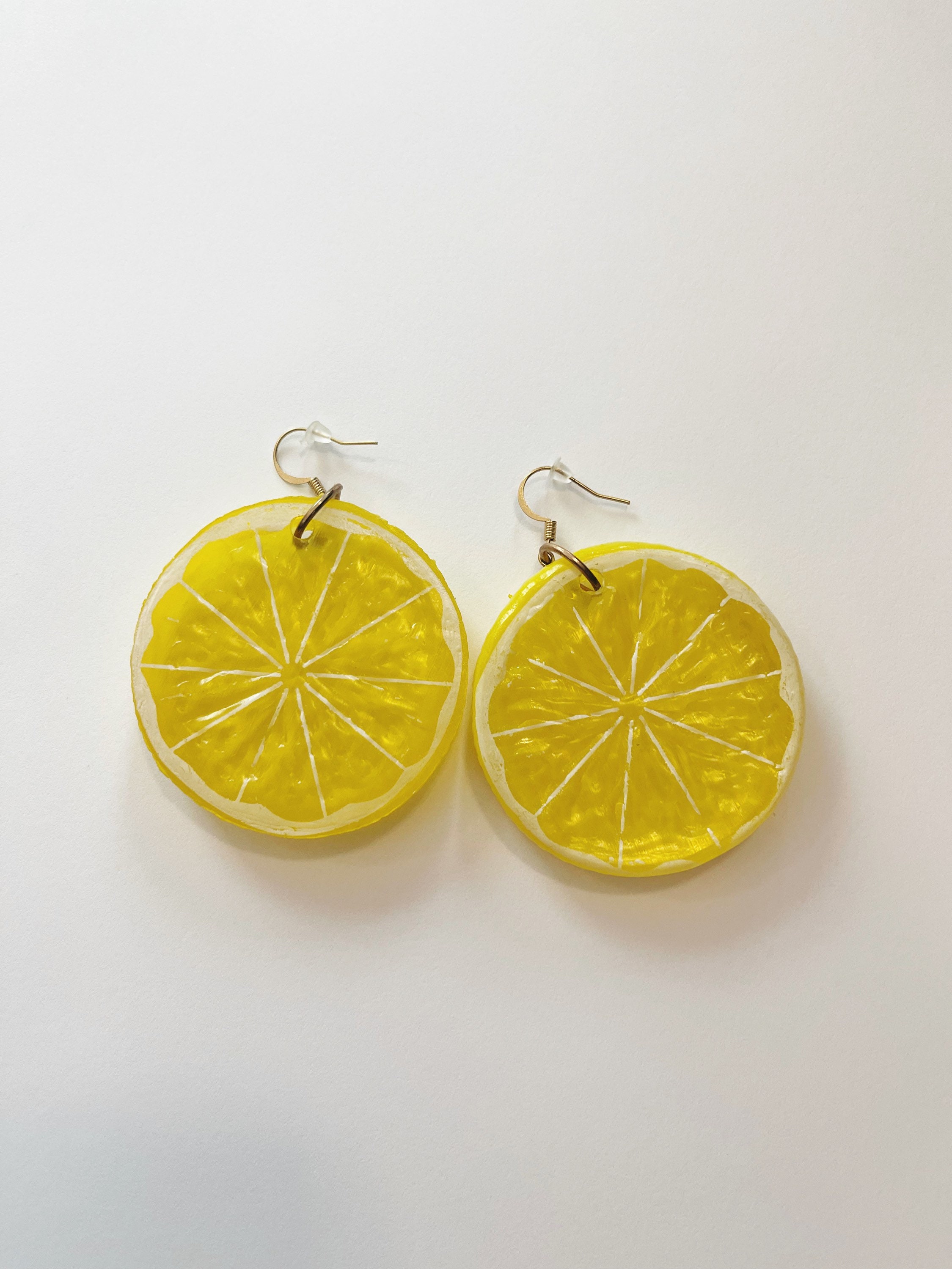 Lemon Earrings Lemon Slice Citrus Earrings Fruit Earrings Food Earrings Novelty Food Motif Jewelry Kitschy Earrings Chef Food Lover