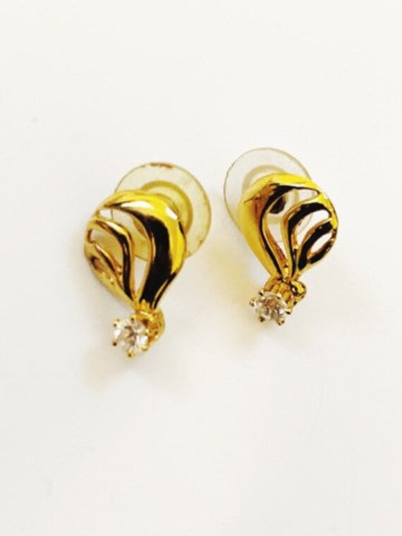 Vintage Air Balloon Earrings Gold Tone Tear-drop … - image 10