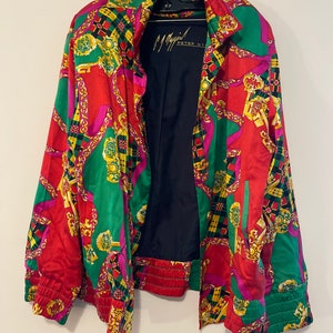 Vintage 90s Print Silk Jacket Saks Fifth Avenue Peter Nygard Silk Jacket Size 6 Color-block Ladies Formal Attire Multi-color Oversized