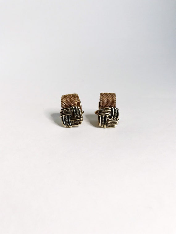 Vintage Gold Tone Mesh Wrap Around Cufflinks Braid