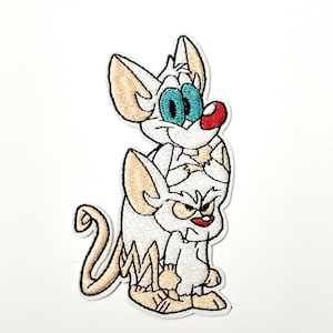 Pinky Patch Brain Patch Mice Mouse Rat Patch Character Patch Iron On Novelty Patch Badge Applique Animation Embroidered Patch