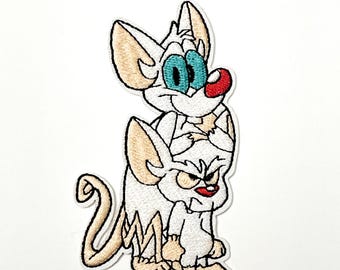 Pinky and the Brain Embroidered Iron-On Patch: Retro Cartoon Applique