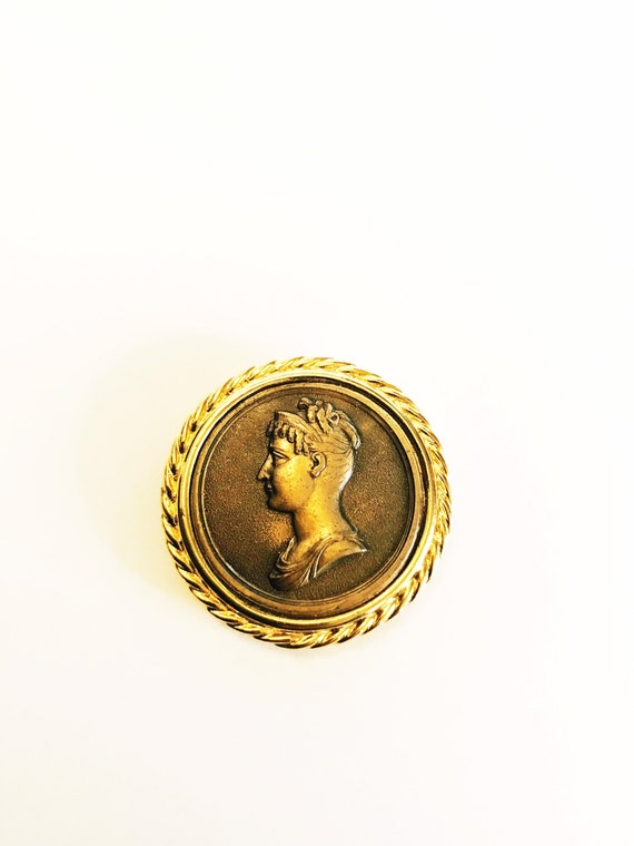 Vintage Scarf Clip Woman's Head Gold Tone Copper … - image 3
