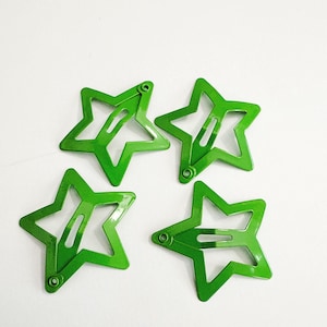 Ensemble de 4 pinces à cheveux vertes avec étoile et étoile Y2K Petites barrettes en métal Barrettes à cheveux rock star