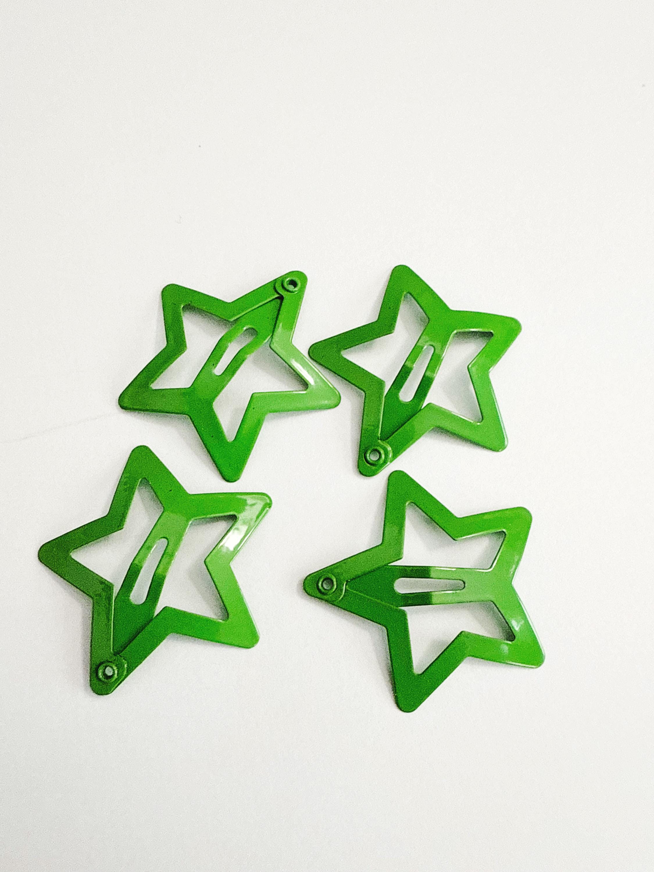 Y2K Green Star Snap Hair Clips - 4 Piece Set - Etsy