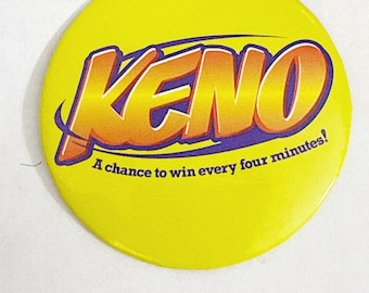 Vintage Keno Casino Button: Retro Gambling Pinback Badge