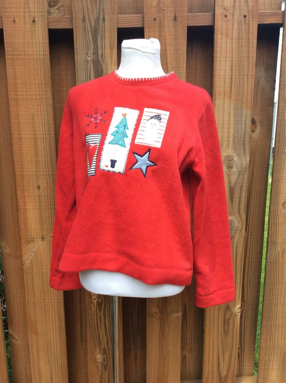 Vintage 90s Christmas Sweater Fleece Holiday Fest… - image 9