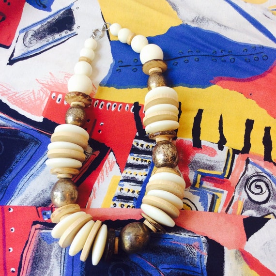 Vintage 1990's Large Retro Chunky Beaded Necklace… - image 3