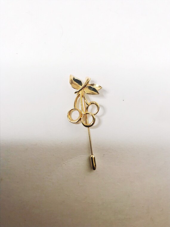 Vintage Cherry Stick Pin Lapel Hat Pins Gold-tone… - image 9