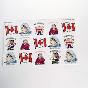 Adesivi per il Victoria Day Adesivo per il Happy Victoria Day Adesivi per la Regina Vittoria Festa canadese Bandiera canadese Rivista per bambini Punti salienti