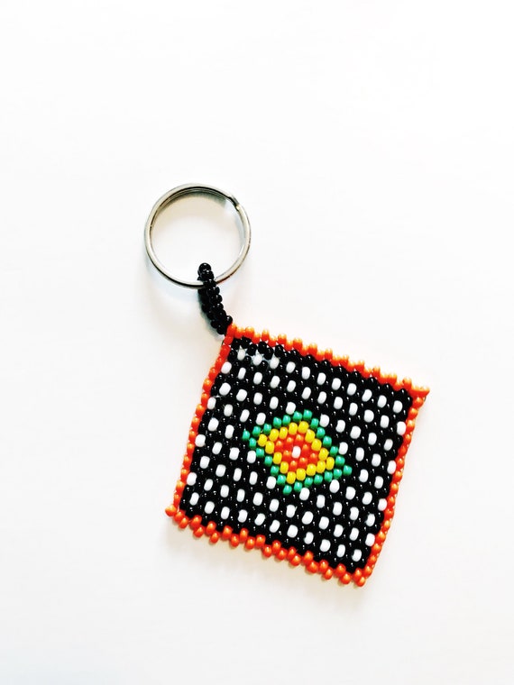 Vintage African Hand Beaded Keychain African Flag… - image 7