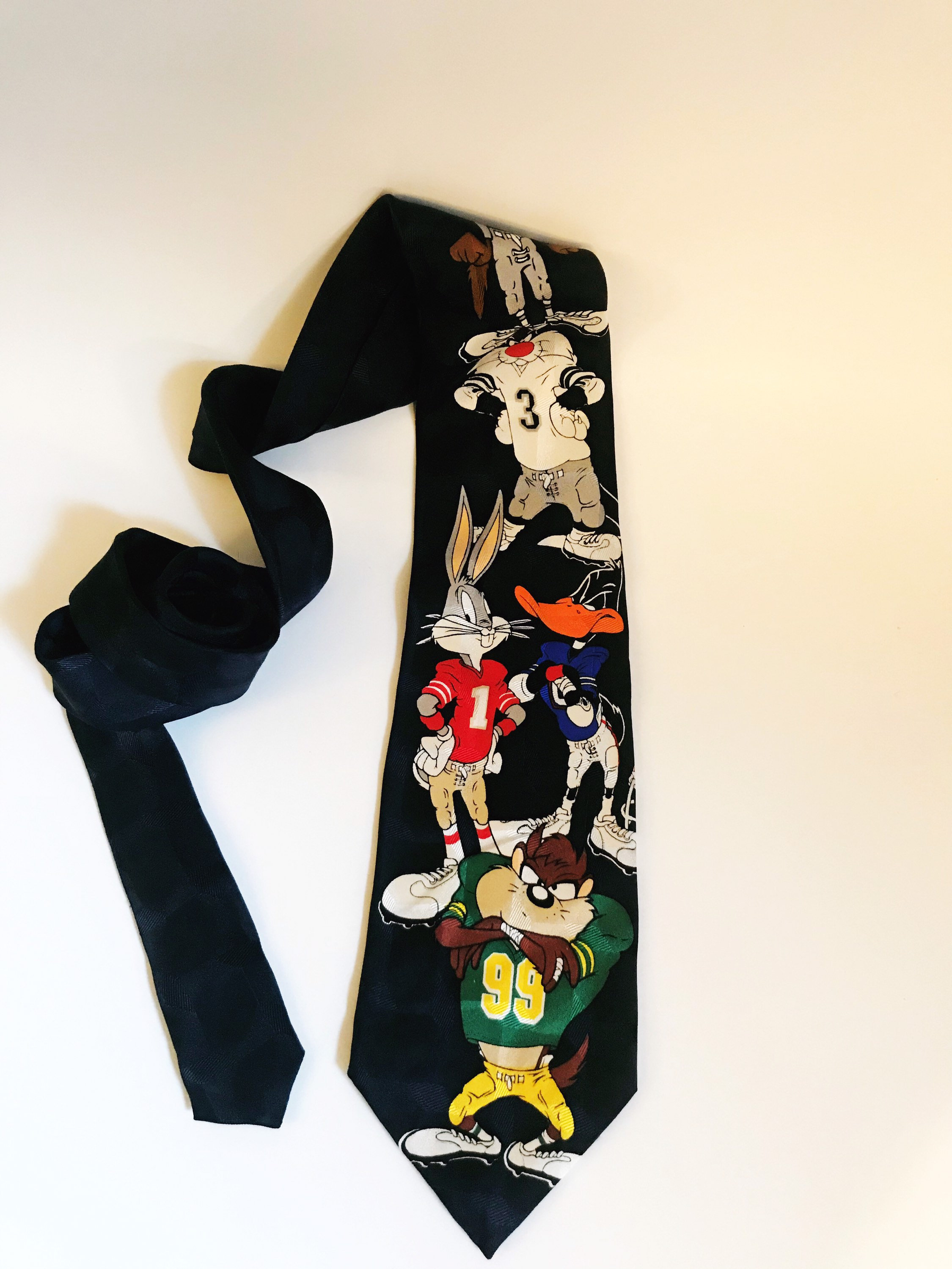 Vintage 90s Looney Tunes Silk Tie: Football Cartoon Necktie - Etsy