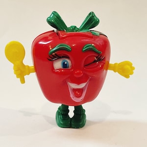 Ruby Apple Food Fundamentals 1993 McDonald&#39;s Happy Meal Toy Red Apple Healthy Food Choice Vintage McDonalds Happy Meal Toy Retro Cake Topper
