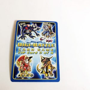 Scheda di suggerimento per il gioco di carte Digi-Battle 3 di 4 Digimon Pokemon Akiyoshi Bingo Tori Animation 2000 Bandai Nintendo Game Cards