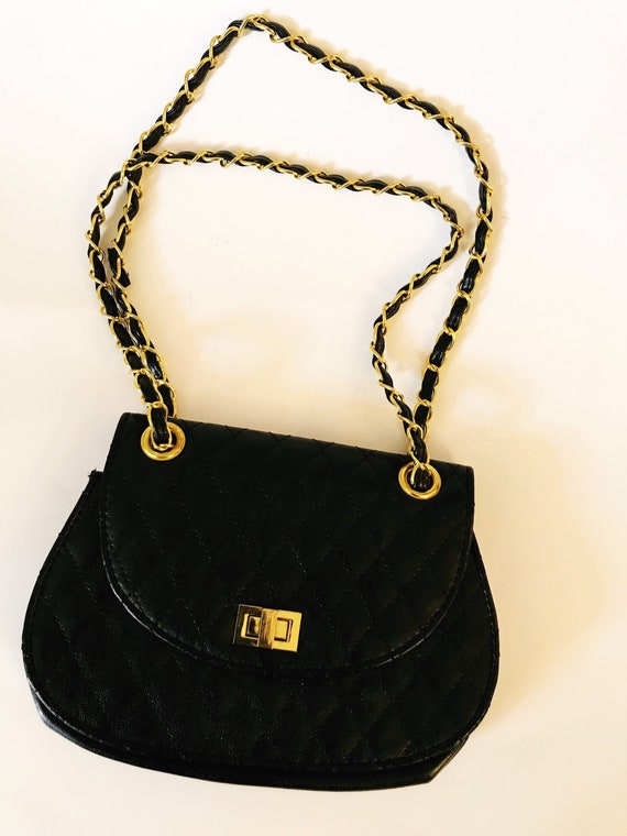 Quilted Black Handbag Faux Leather Ladies Shoulder Bag -  Ireland