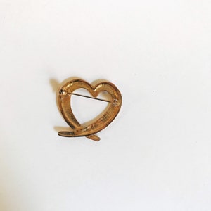 Vintage Gold-tone Heart Brooch Love Valentine's Day Lapel Pin Mother's Day Gift Costume Jewelry image 2