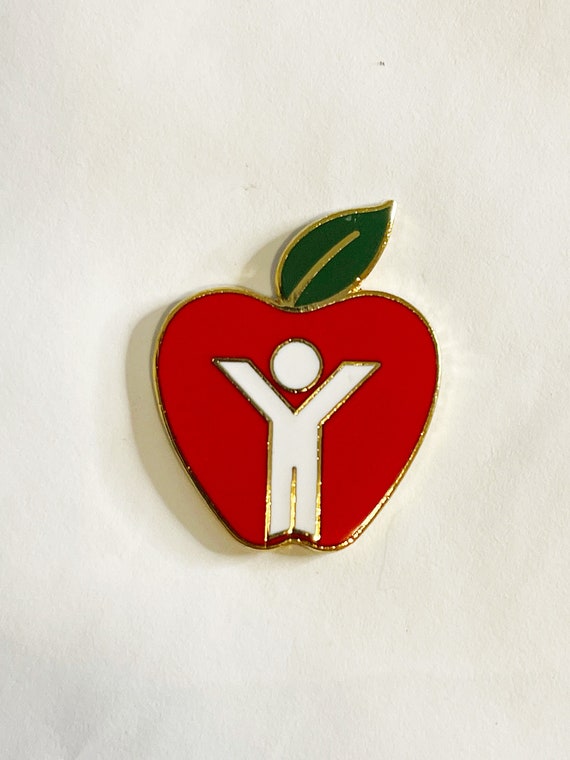 Red Apple Pin Vintage Enamel Red Apple Making a D… - image 8